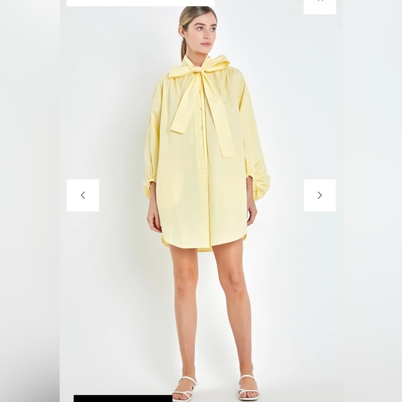 English Factory Dresses & Skirts - English Factory Cotton Tie-Neck Mini Shirt Dress